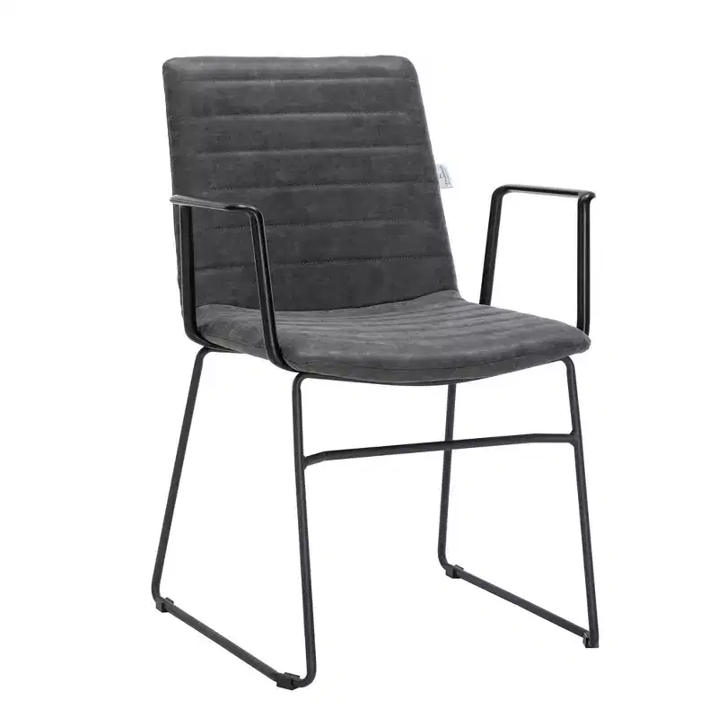 LeisureMod Ergonomic Office Chair Upholstered in Leather/Polyester with Powder-Coated Stainless Steel Frame Padded Seat and Back Zylar Collection