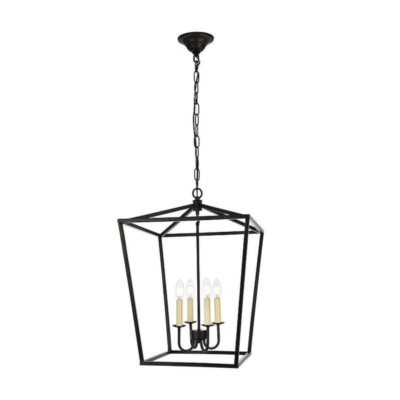 Elegant Lighting Pendant Light D17 H24.25 Lt:4 Black Finish - 17 Dx17 Wx24.25 H