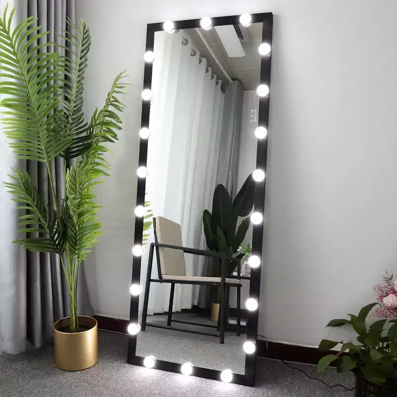 63x24 Black Hollywood Full Length Mirror with Lights: 3 Color Modes, Touch Control, Wall Mounted or Standing