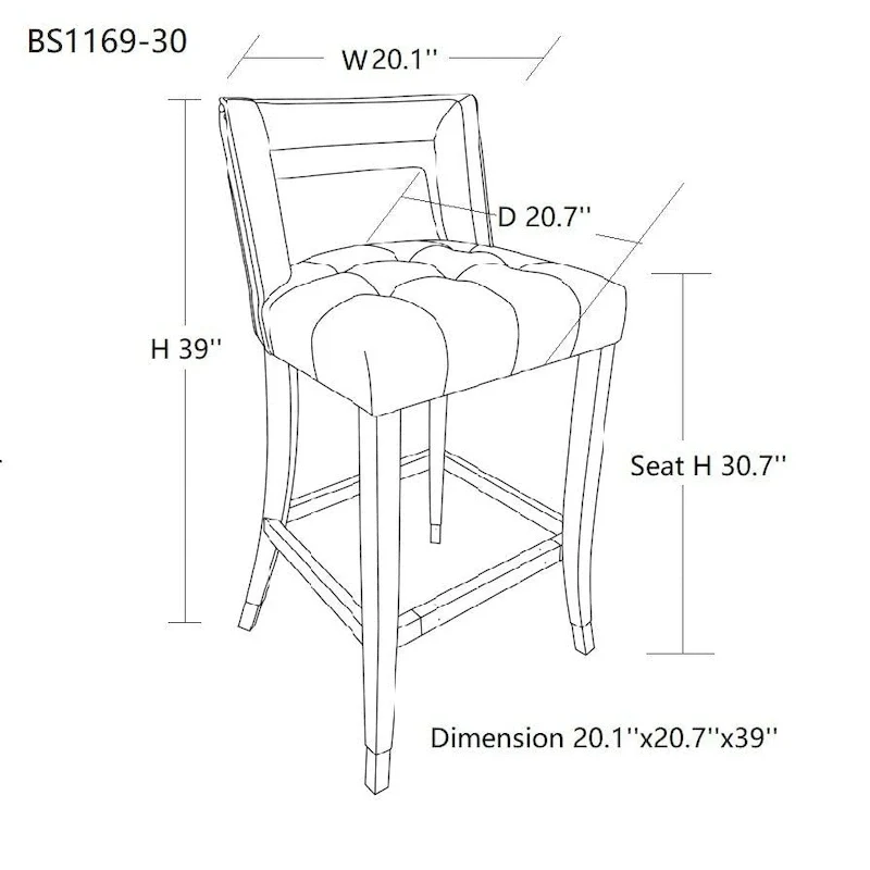 Suede Velvet Barstool with nailheads Dining Room Chair
