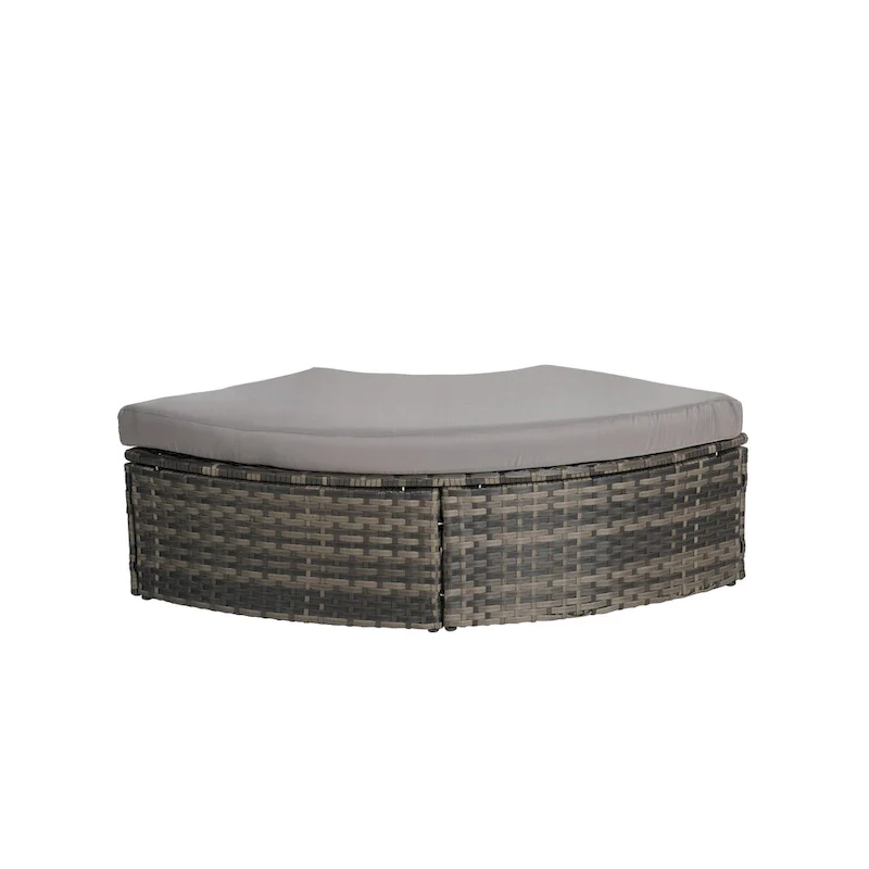 5-Piece Round Daybed Sunbed with Canopy & Removable Cushions