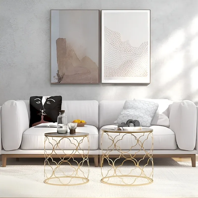 Gold Round Glass Coffee Table - Nesting Design