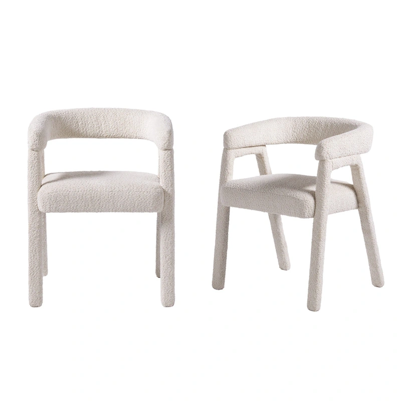 Middlebrook Modern Boucle Curved Solid Wood Dining Chair (Set of 2)