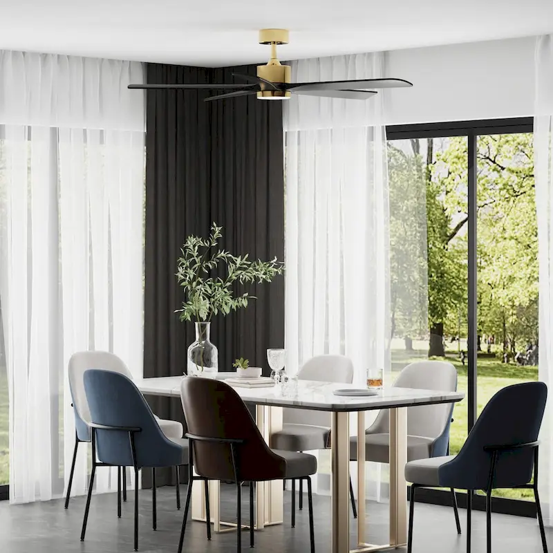 47-Inch Ceiling Fan with Wooden Blades and Dimmable LED Light - Black