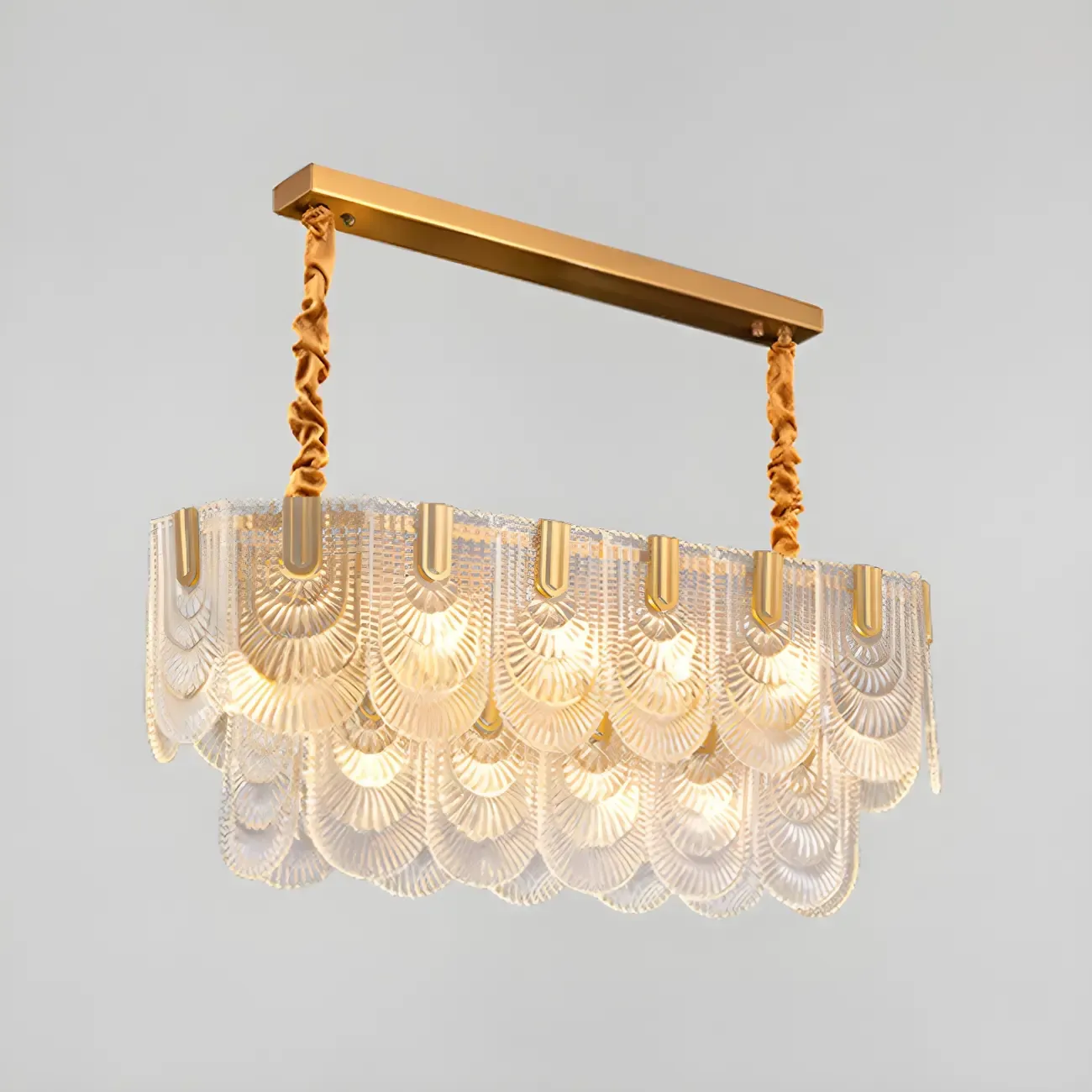 Luxury Gold Metal Island Pendant Light with Glass Accents