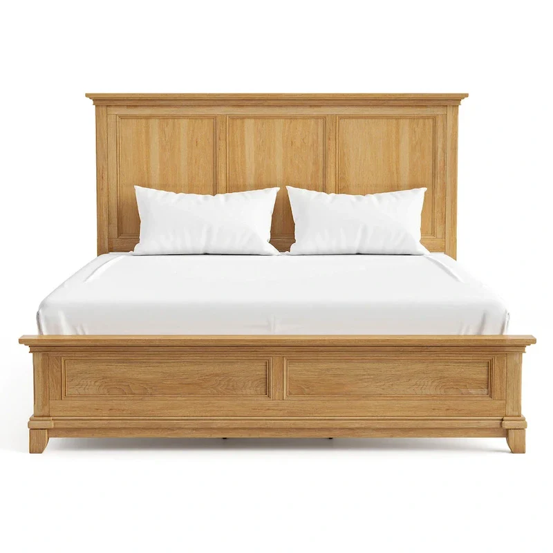 Furniture of America Wellington Farmhouse Natural Oak Solid Wood Panel Bed