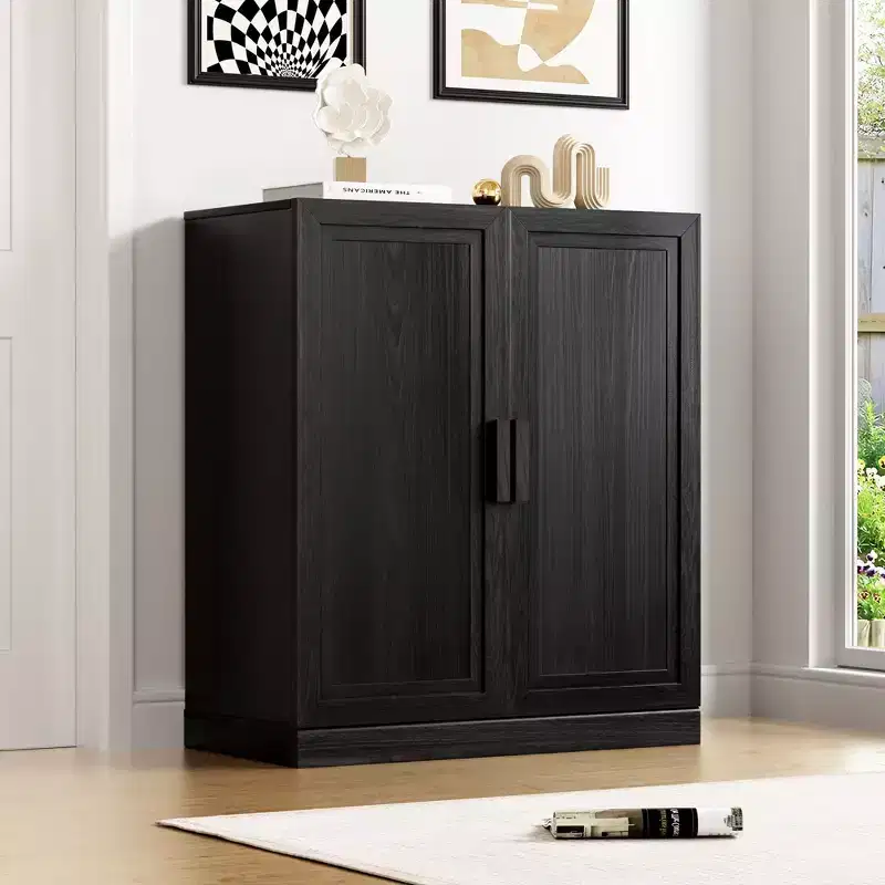 PexFix 36x31x16 Wood Accent Cabinet with Adjustable Shelf Storage Cabinet Black