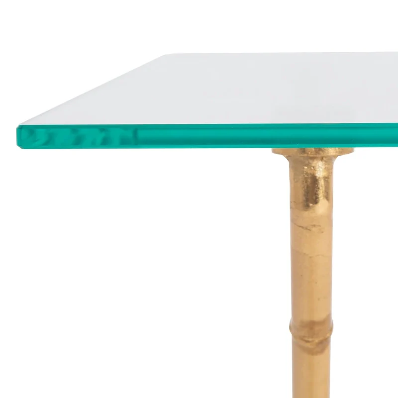 SAFAVIEH Treasures Jocelyn Bronze-Ish Silver/ Glass Top Accent Table - 37.4 x 19.7 x 17