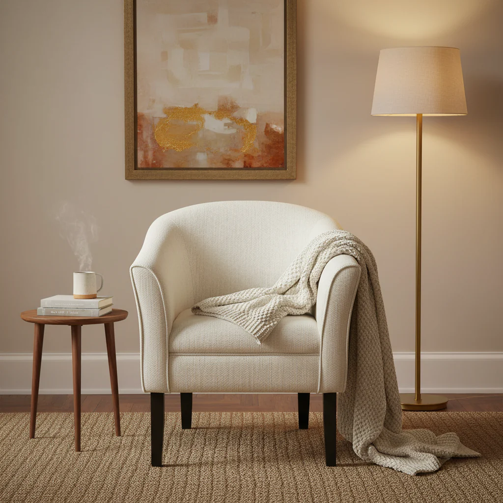 Kingswell Natural Textured Barrel Accent Chair