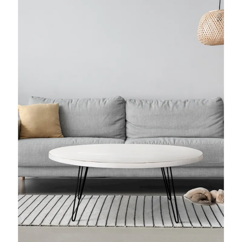 Raffles 44  Wood Oval Cocktail Table