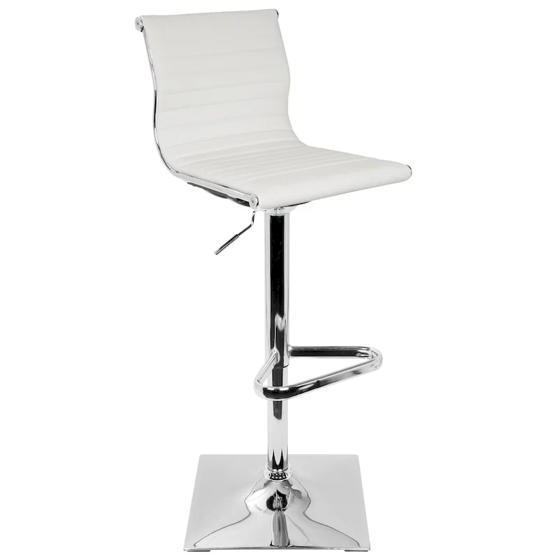 Black / White / Grey Adjustable Swivel Bar Stool, Faux Leather, Single Seat