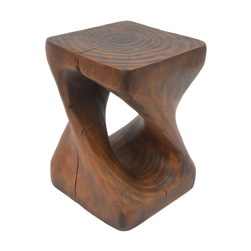 MGO Twist Shape Side Table, Wood-like Texture
