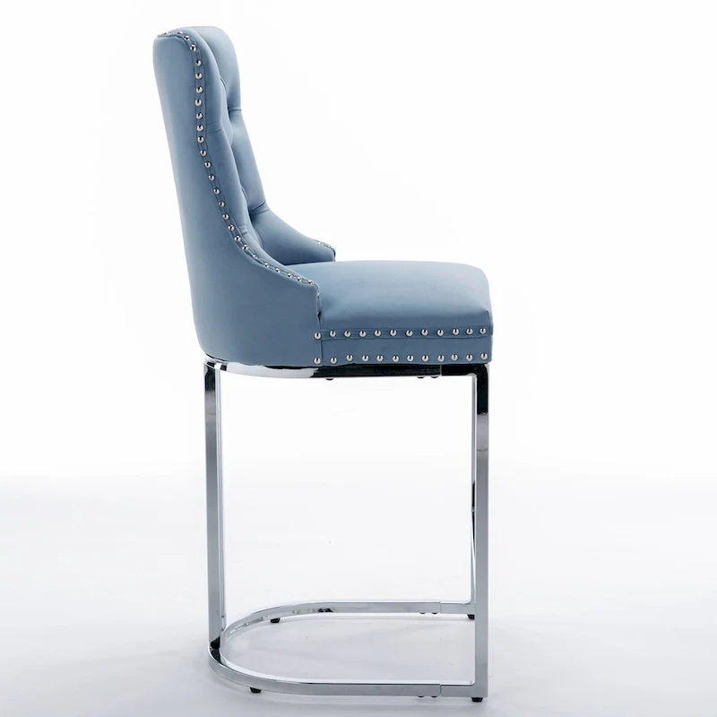 Modern Velvet Barstools 26 Counter Height Kitchen Island Chairs,Set of 2