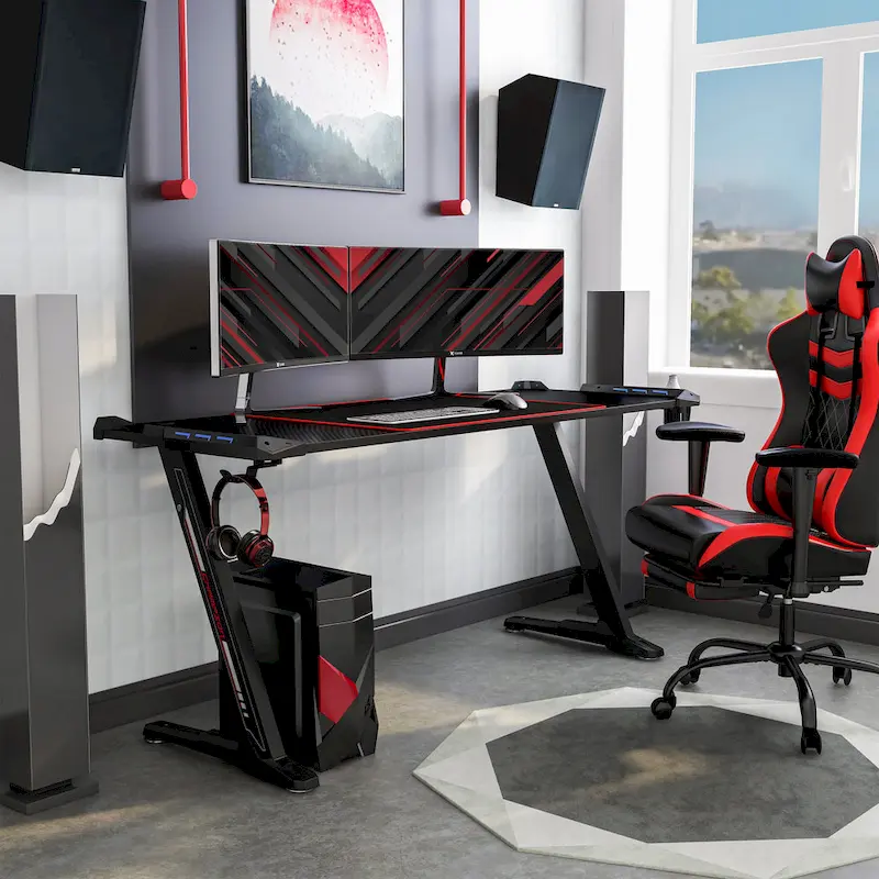 Hendrix Modern Black 67-inch Steel Computer Desk with USB by Furniture of America