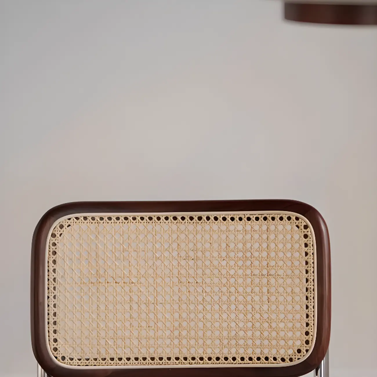 Modern Brown Cantilever Faux Leather Dining Chair Woven Back