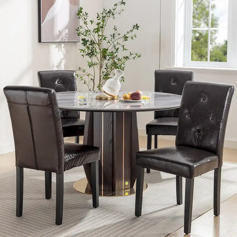Upholstered Dining Chairs Set of 4 - Fabric or Faux Leather
