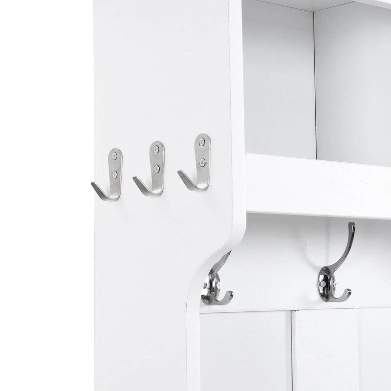 4-IN-1 Multi-functional Hall Tree Entryway Bench with Coat Rack and Shoe Cubbies