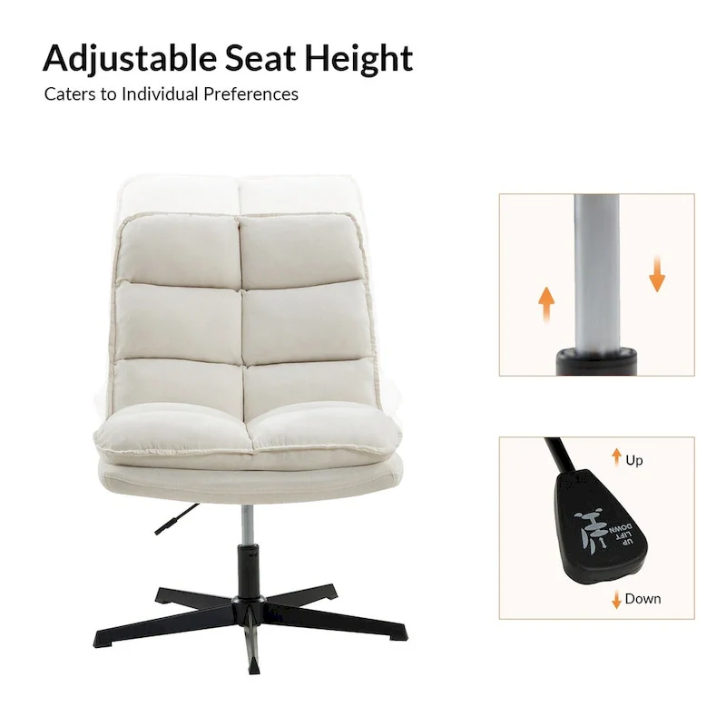 Beige / Mustard / Navy Armless Tufted 360° Swivel Office Chair, Single