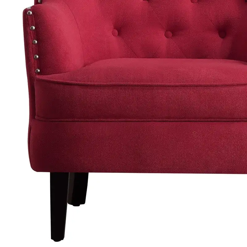 Moser Bay Mignon Velvet / Linen 30  Wide Tufted Wingback Accent Chair