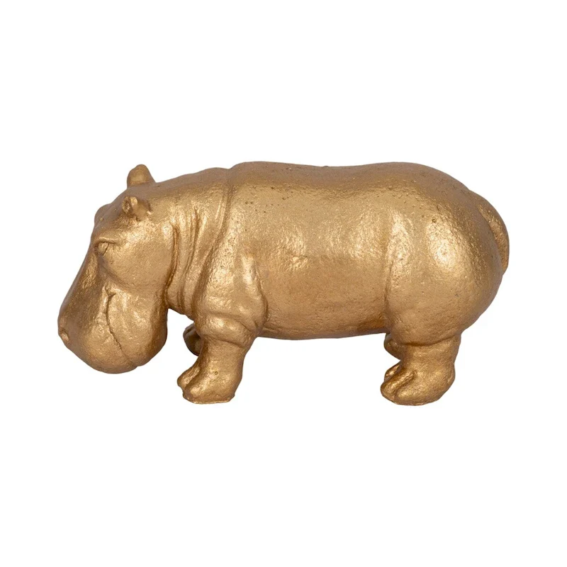 Sagebrook Home Gold 8  Cement Hungry Hippo Decorative Figurine - 8  x 3  x 4