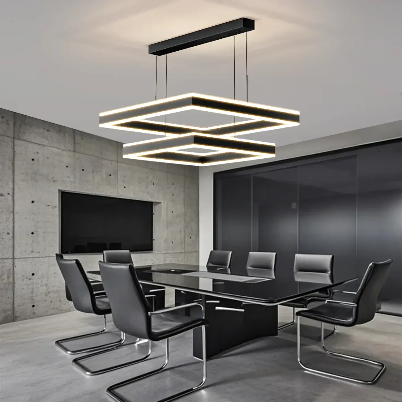 Modern 3-Tier Linear Square Dimmable LED Chandelier