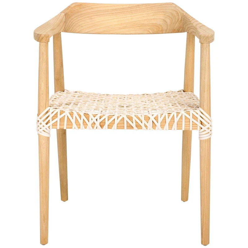 Munro Wanda Woven Leather & Solid Wood Accent Chair (Fully Assembled) - 22  W x 20.5  L x 28.5  H - 22Wx21Dx29H