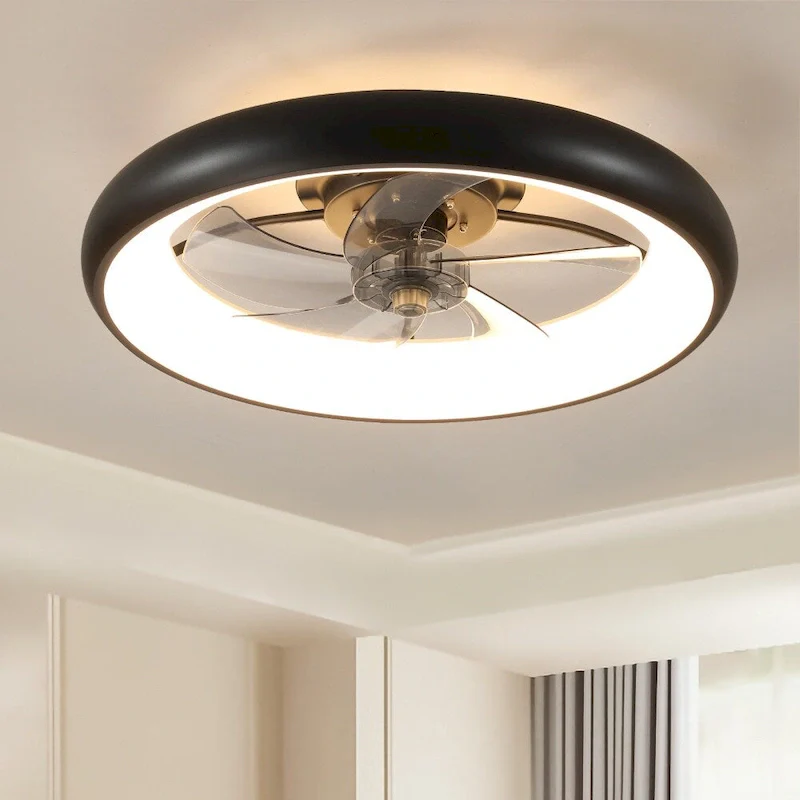 21.7in Iron Round Ceiling Fan with Lights Dimmable LED