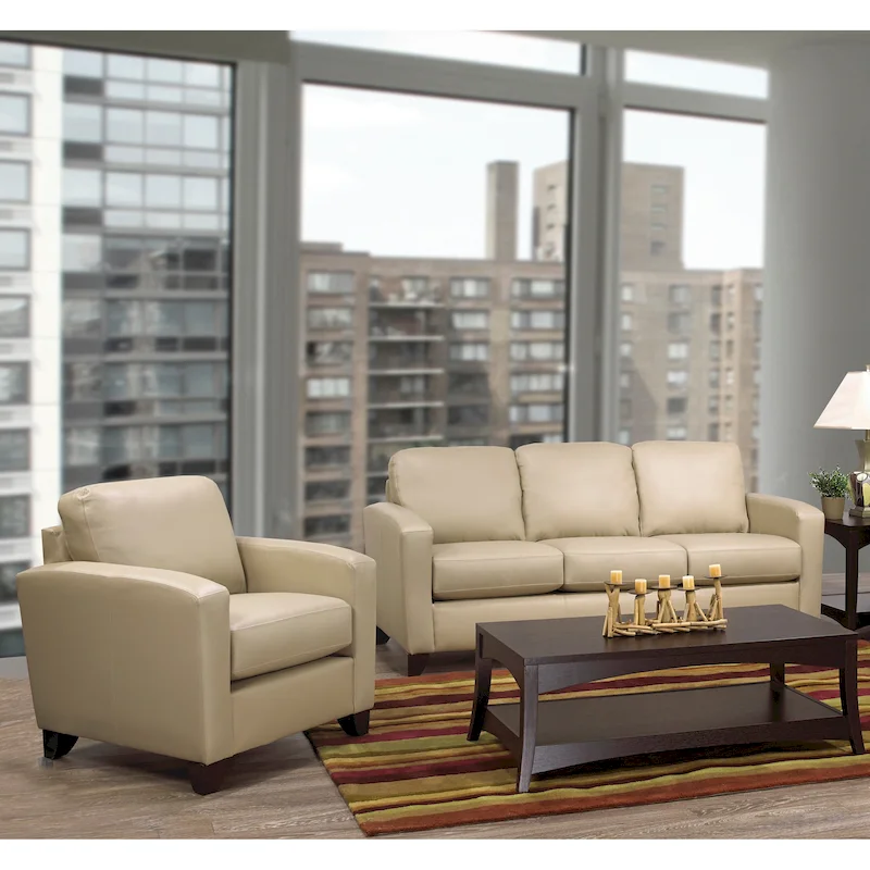 Bryce Italian Top Grain Leather Sofa and Chair Set