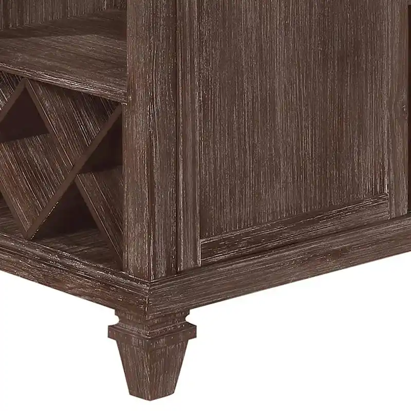 Edward 54 Inch Counter Height Dining Table, Wine Rack, Wood, Warm Brown