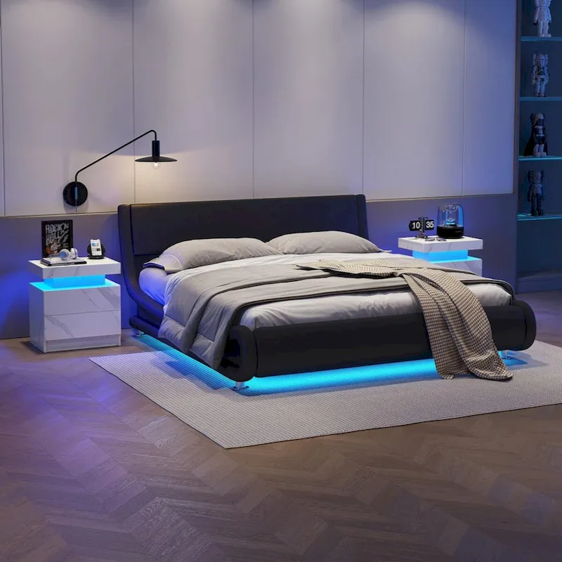 LED Nightstand with 2 Drawers