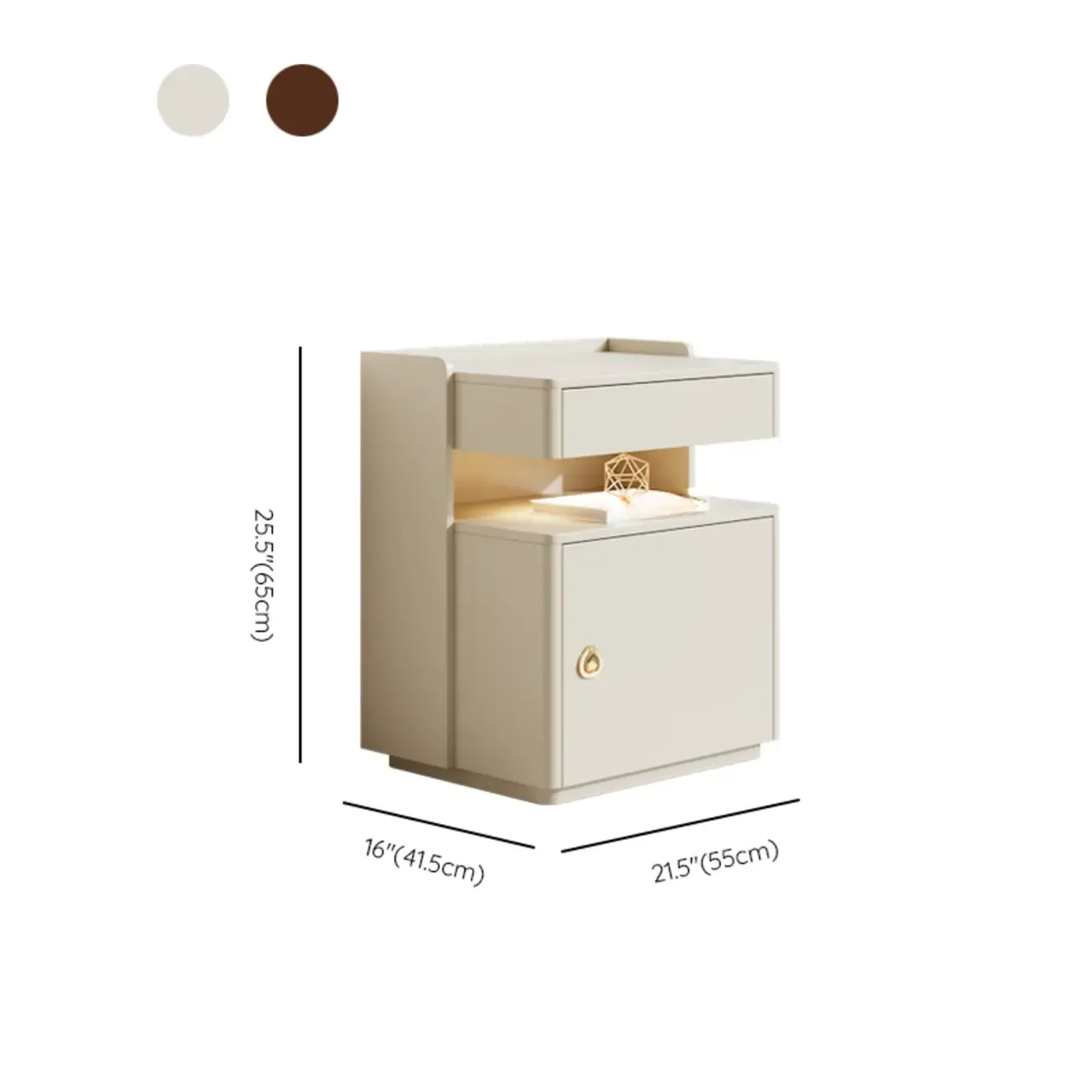 Multi-functional Nut-Brown Wood Lighting Smart Nightstand