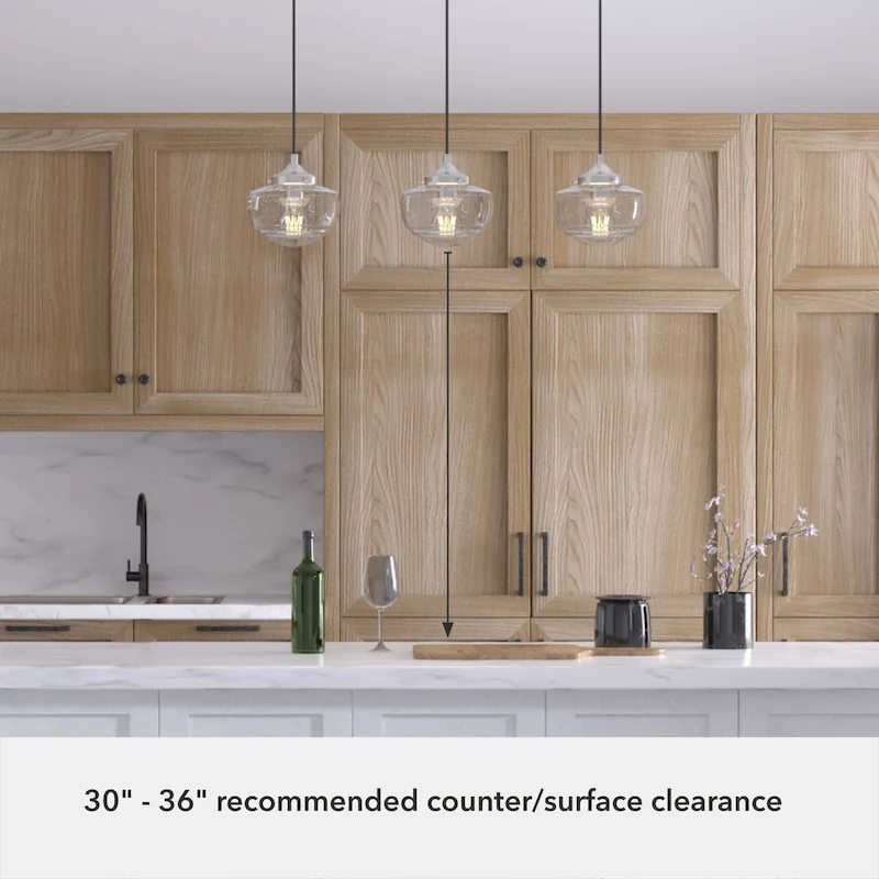 Hunter Saddle Creek 3-Light Linear Cluster Pendant - Kitchen Island, Dining Room - Modern Schoolhouse, Transitional