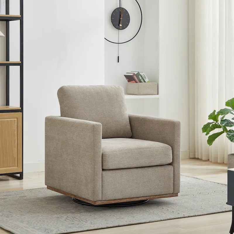 Square Upholstered Swivel Accent Chair
