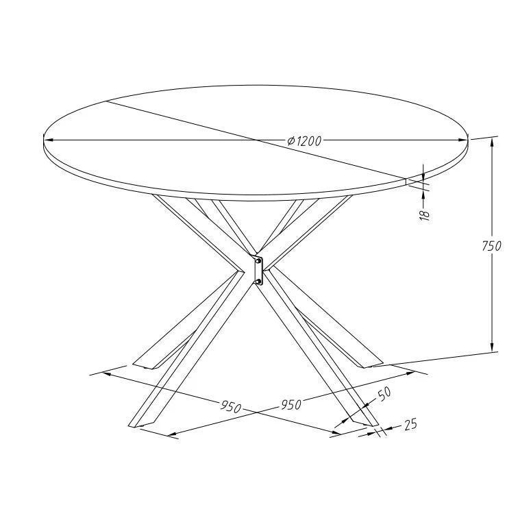 47.24 Modern Cross Leg Round Dining Table