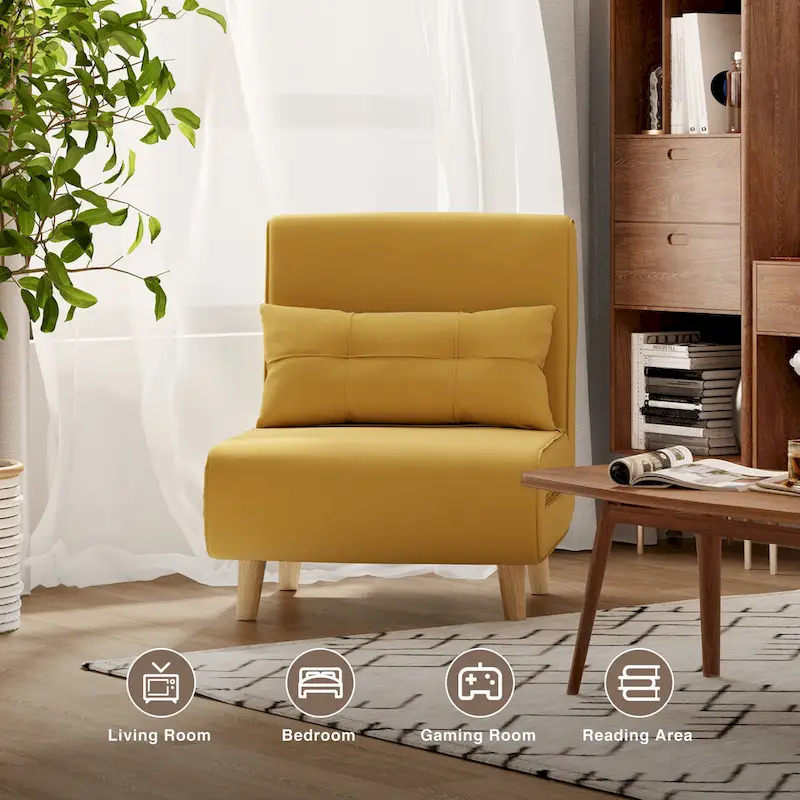 3 in 1 Convertible Upholstered Sofa Bed Sleeper Chair, Chaise Lounge Sofa, Folding Sleeper Chair, Recliner Chair with Pillow