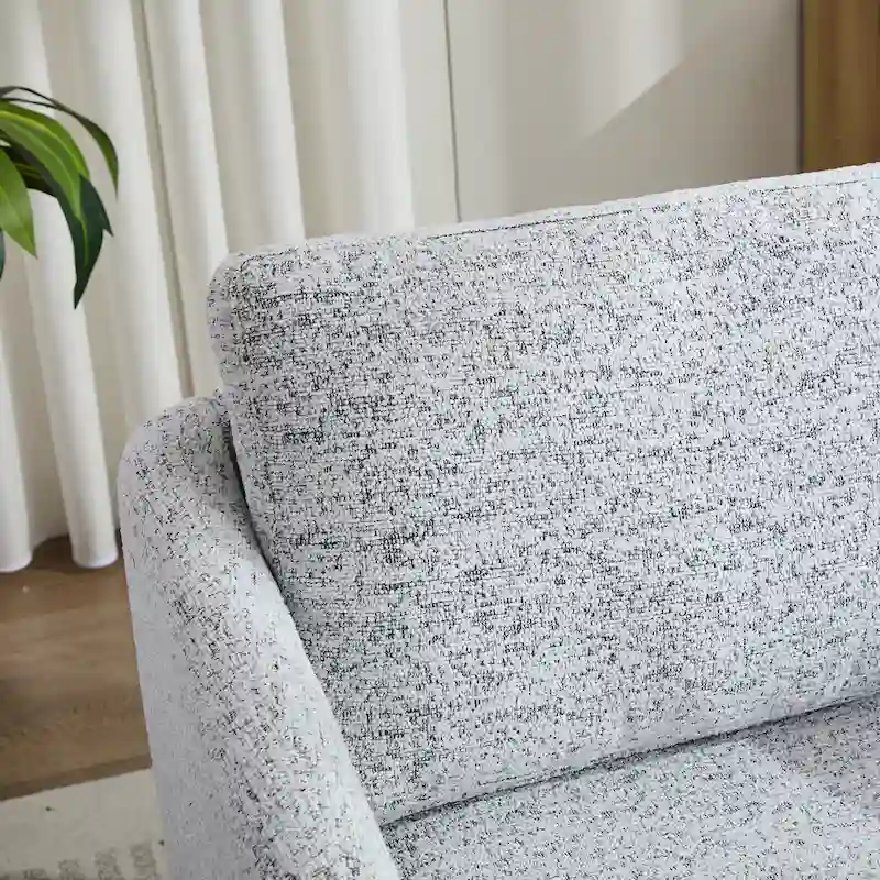 White+Black 31.5 Chenille Swivel Accent Chair with Solid Wood Frame