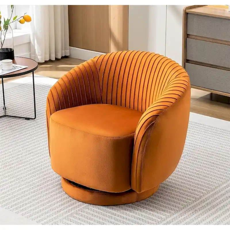 Modern Barrel Swivel Accent Chair with Plush Velvet Upholstery