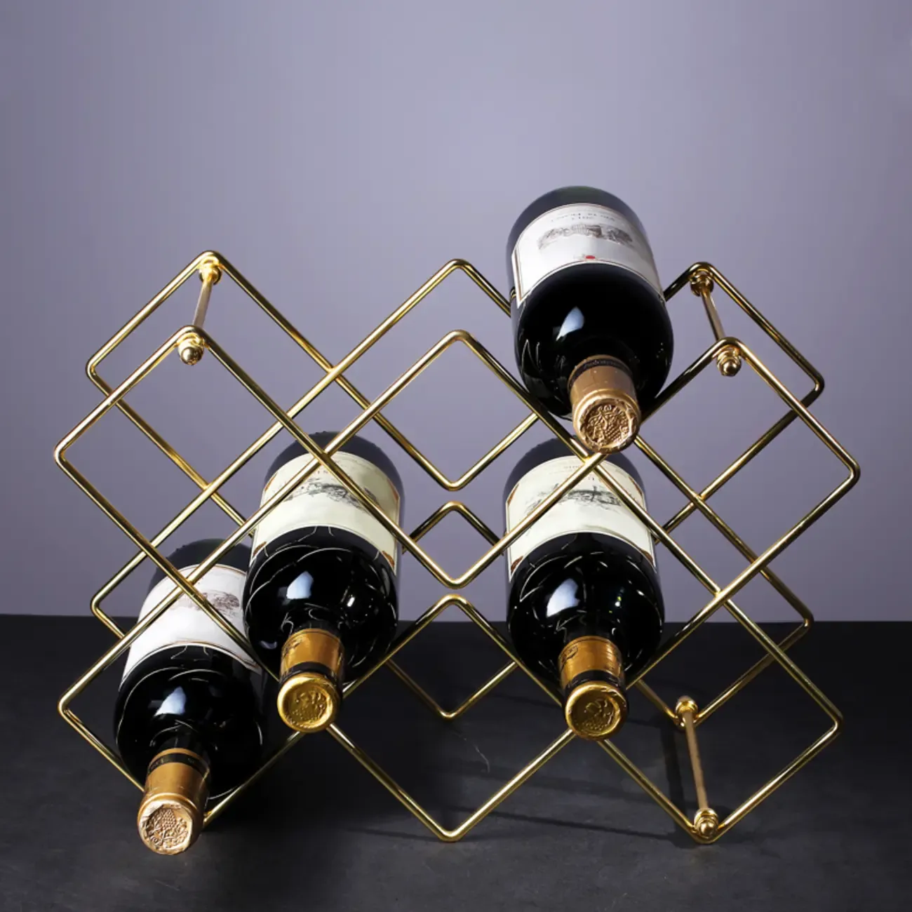 Modern Wine Rack Golden Honeycomb Countertop Bottle Holder