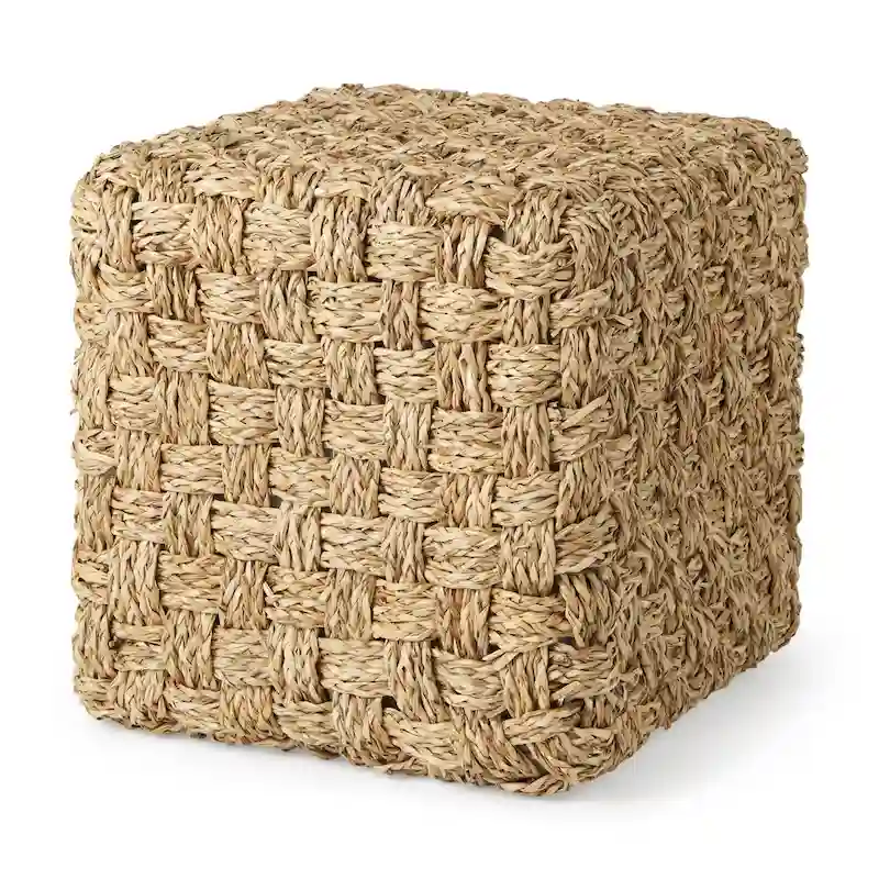 Mercana  Adele  Brown Woven Seagrass Square Pouf