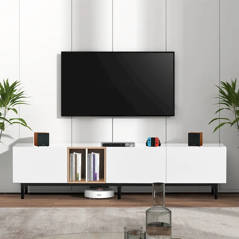 TV Stand with 3 Drop-Down Doors and Storage Shelves (Up to 80 Inch)