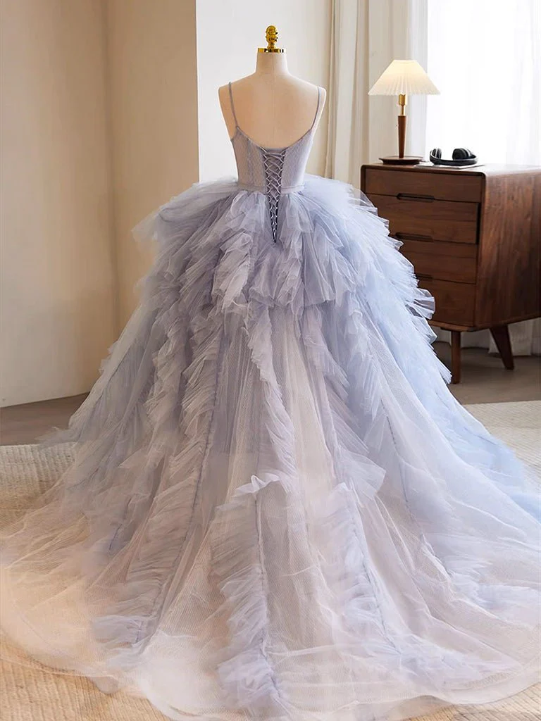 Quinceanera Dress Lavender Tulle Long Prom Gown