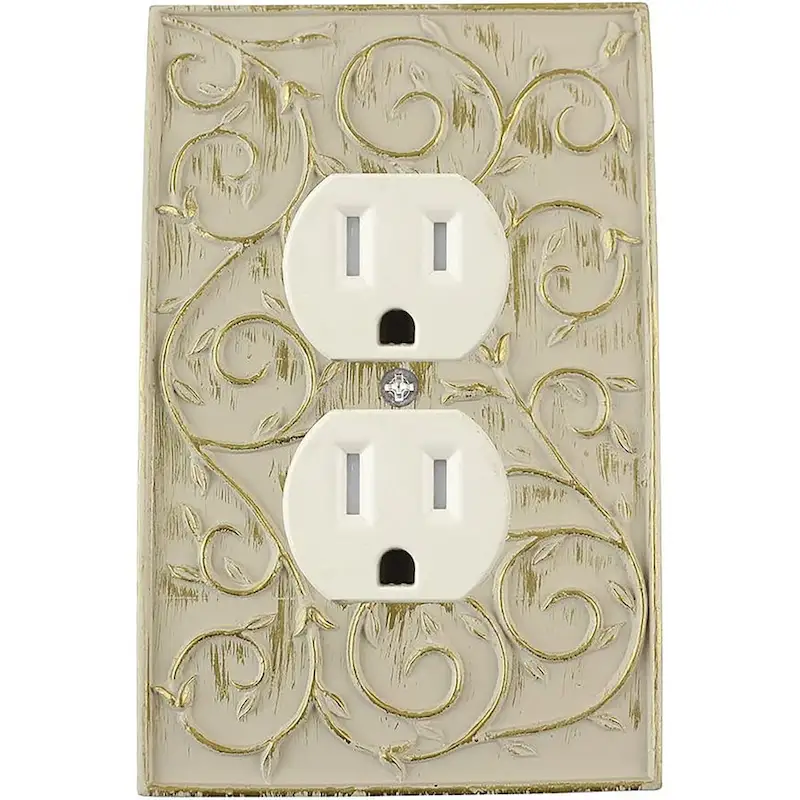 Meriville French Scroll Electrical Outlet Wall Plate Cover, Hand Painted