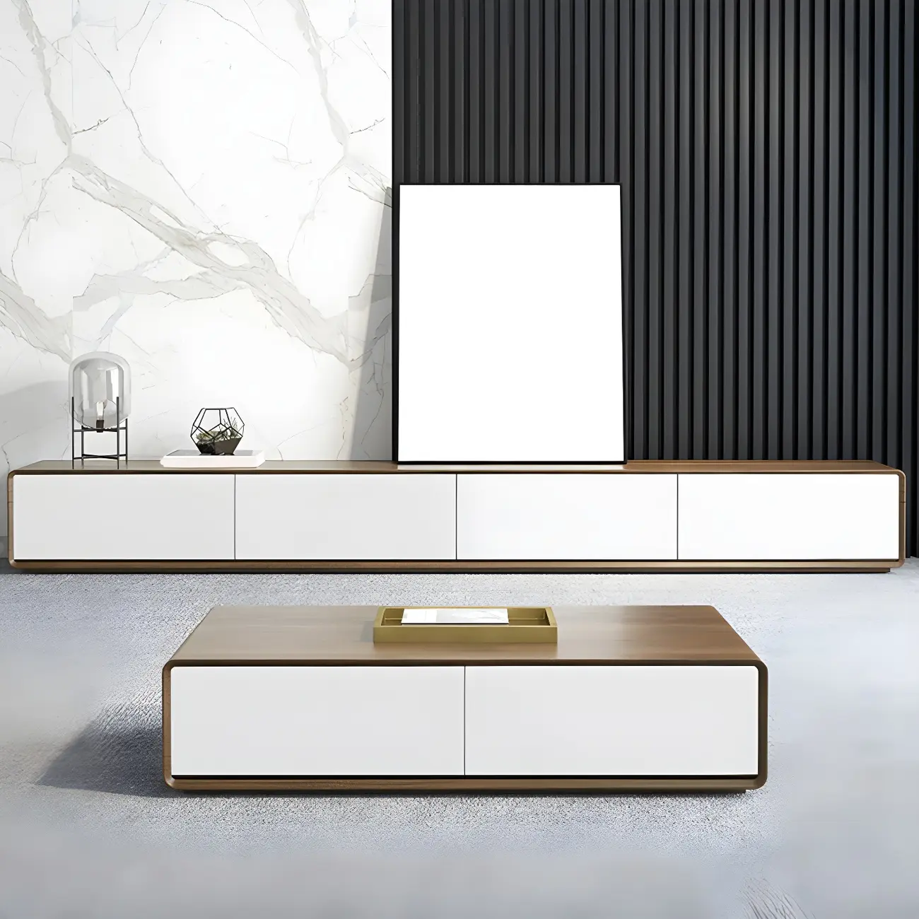 79 Brown Modern Wooden Long Drawers TV Stand