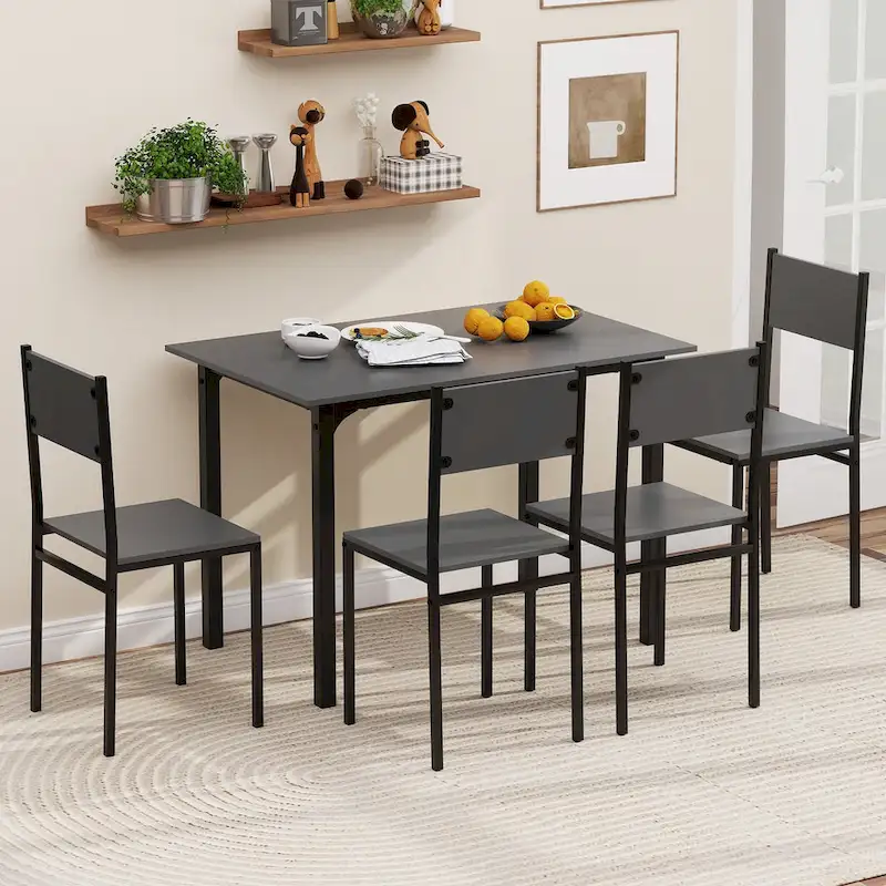 Costway 5 PCS Dining Table Set Industrial Style Kitchen Table & Chairs