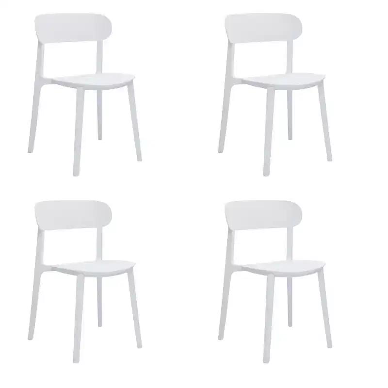 HomeRoots Set of Four White Heavy Duty Plastic Dining Side Chairs