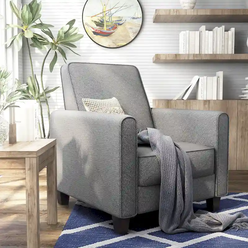 Traditional Fabric Recliner Chair with Footrest - 36.5