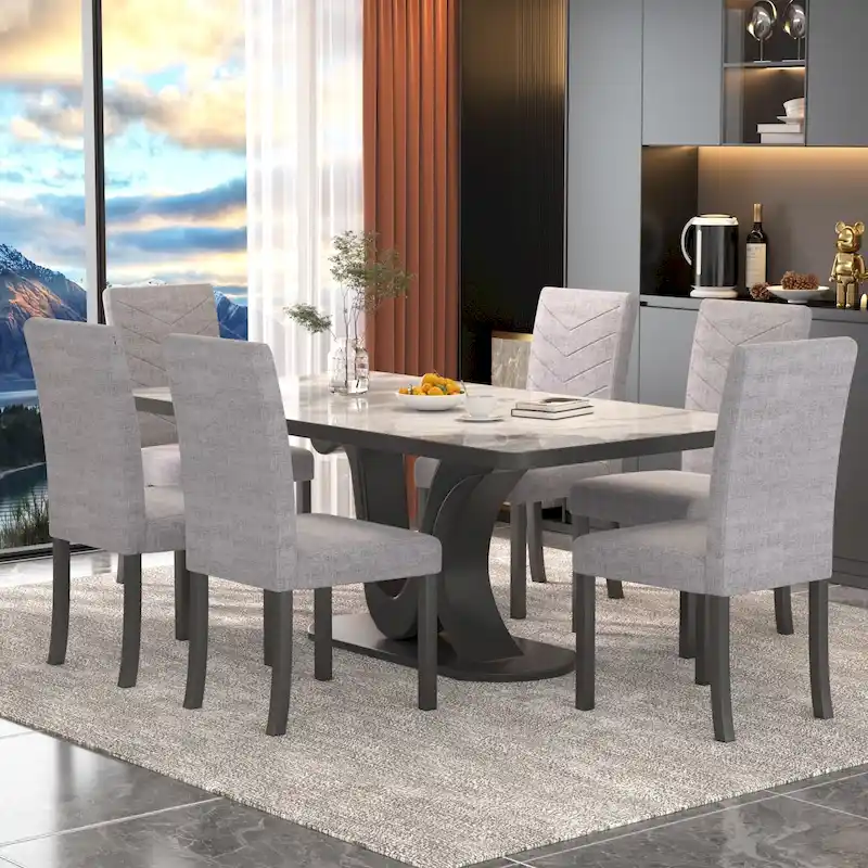 VECELO Upholstered Dining Chairs Set of 6 Parson Classic Upholstered Dining Chair,Modern 37