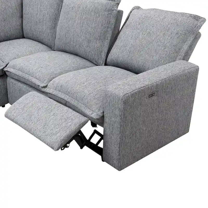 89.76 L-Shaped 5-Seater Sofa with Recliner