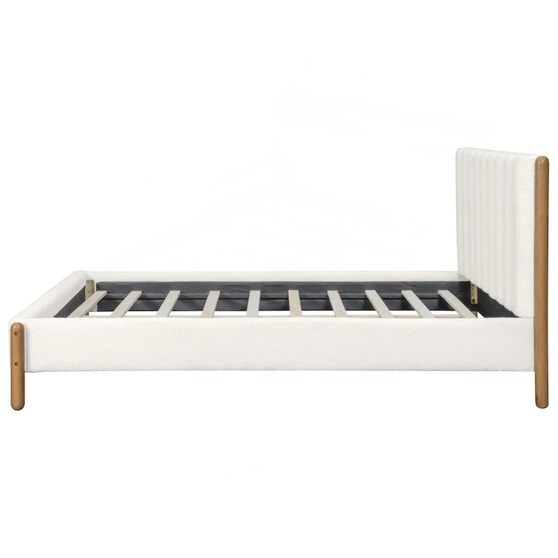 Luxurious Upholstered Bed Frame with Sturdy Wooden Legs