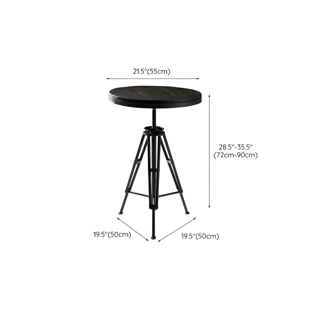 Industrial Brown Wooden Metal Adjustable Bar Tables